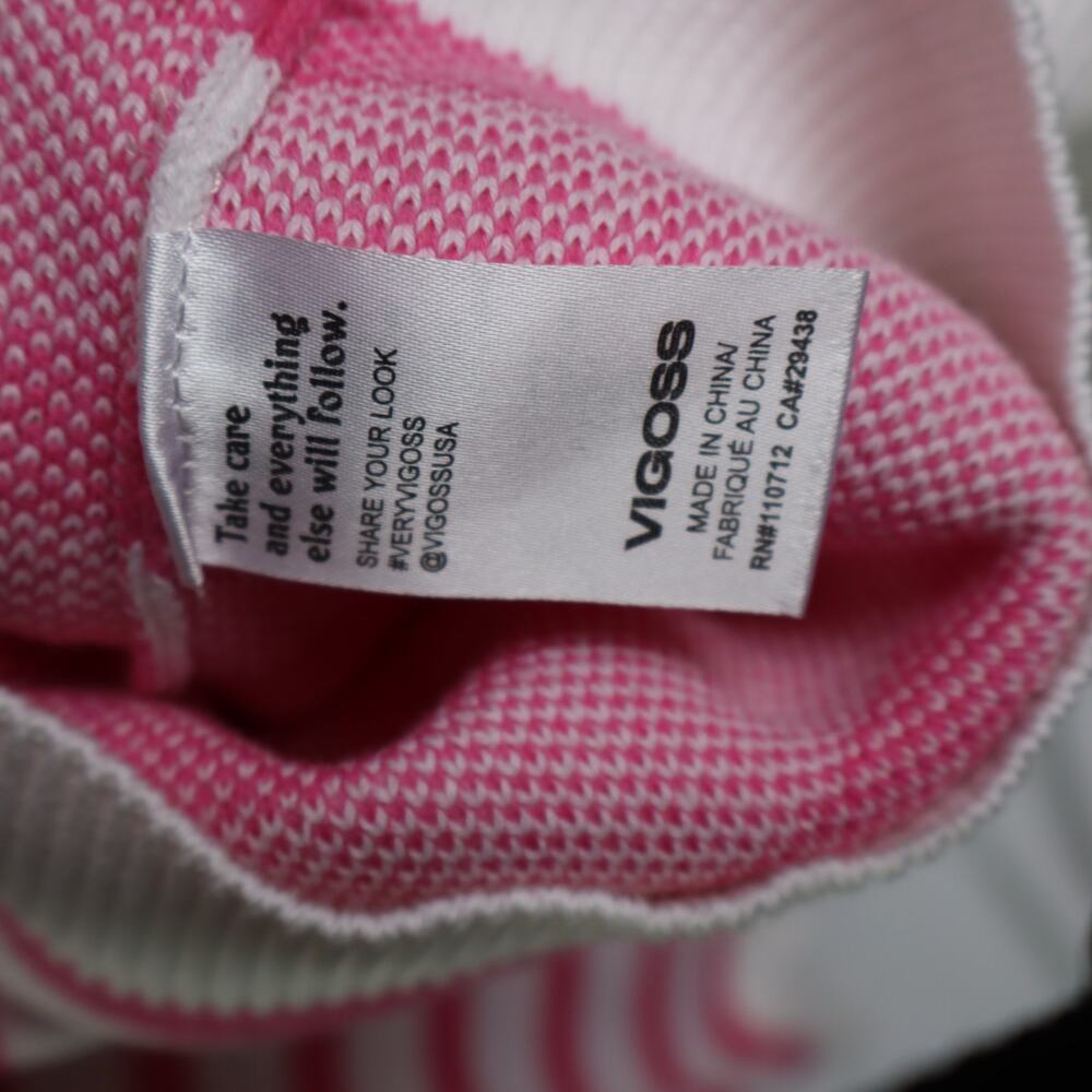 Vigosss Sweater Pink & White Striped Cotton Dolman Sleeves with White Ribbing Lg - Picture 8 of 9